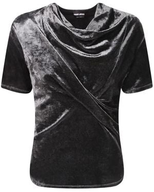 Giorgio Armani Draped Velvet T-Shirt - Black