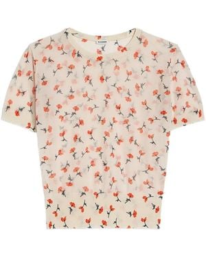 Jil Sander Cotton Blend Printed Knit T-Shirt - Pink