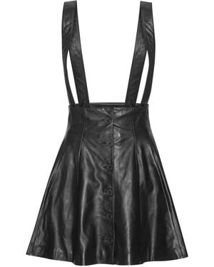 ROTATE BIRGER CHRISTENSEN Flared Leather Mini Skirt - Black