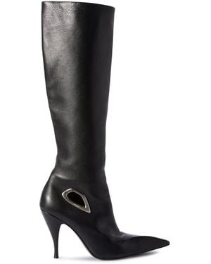 Off-White c/o Virgil Abloh Crescent Knee-High Leather Boots - Black