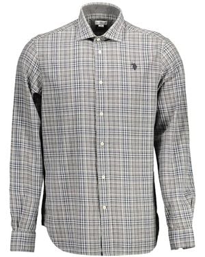 U.S. POLO ASSN. Checked Embroidered-Logo Shirt - Grey