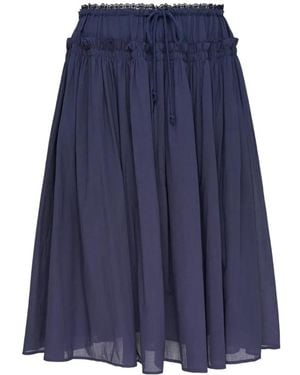 GLOWNY Lace-Trim Gathered Skirt - Blue