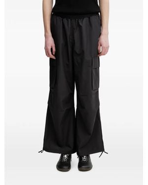 PUMA Logo-Embroidered Wide-Leg Cargo Trousers - Black