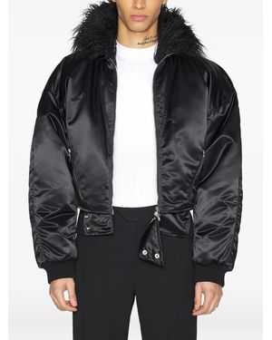 Mugler Chaqueta bómber con cuello de pelo - Negro