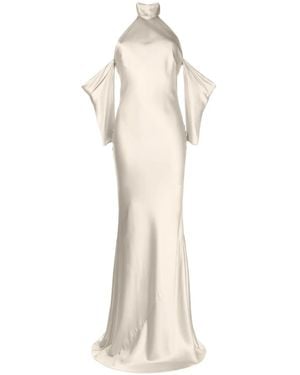 Michelle Mason Vestido largo drapeado - Neutro