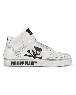 Philipp Plein Hi-Top Trainers Retrokickz Mix Studs - White