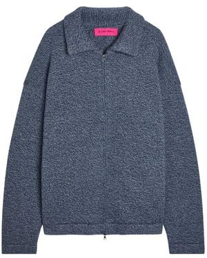 The Elder Statesman Marl-Knit Zip-Up Jacket - Blue