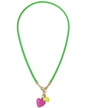 Roxanne Assoulin Happy Cord Mini Double Heart Necklace - Green
