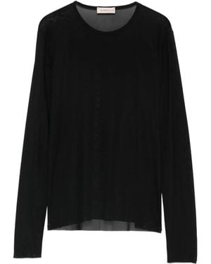 Blanca Vita Long-Sleeve Crew-Neck Top - Black