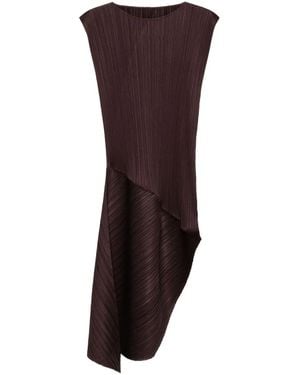 Pleats Please Issey Miyake Abito Midi Leap Asimmetrico Plissettato - Marrone