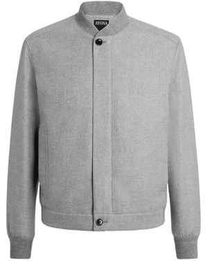 ZEGNA Oasi Buttoned Cashmere Bomber Jacket - Grey
