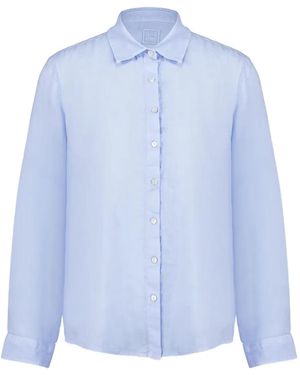 120% Lino Long-Sleeves Button-Up Shirt - Blue