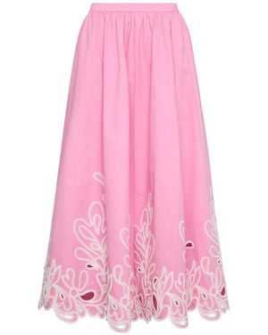 Cinq À Sept Espe Pailey Bloom Embroidered Flared Skirt - Pink