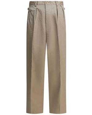 Kapital Pleated Cotton Straight-Leg Pants - Natural