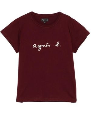 agnès b. Logo-Print T-Shirt - Red