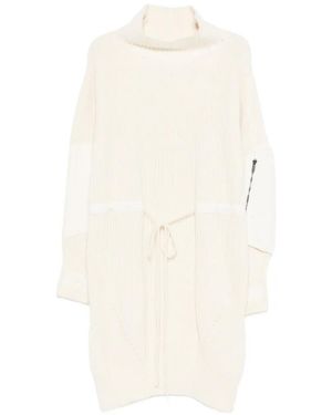 Iceberg Turtleneck Self-Tie Midi Dress - White