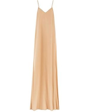 Ferragamo Maxikleid mit V-Ausschnitt - Natur