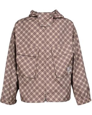 Rassvet (PACCBET) Tartan-Pattern Hooded Jacket - Brown