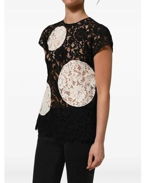 Dolce & Gabbana Polka-Dot Lace Blouse - Black