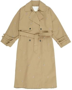 OOF WEAR Trenchcoat Met Dubbele Rij Knopen En Borduurwerk - Naturel