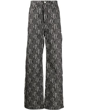Amiri Logo-Print Straight-Leg Trousers - Grey