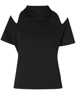 FEDERICA TOSI Cut-Out Short-Sleeve Blouse - Black