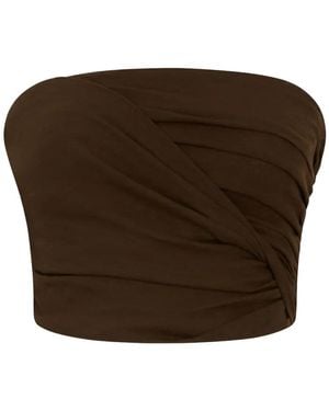 Ganni Twisted Bandeau Top - Brown