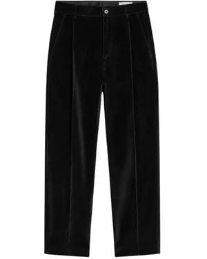 Pence Alain Pleated Velvet Trousers - Black