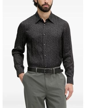 ARMANI EXCHANGE Logo-Print Long-Sleeved Shirt - Black