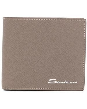 Santoni Logo-Print Leather Wallet - Brown
