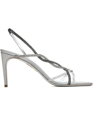 Rene Caovilla 80Mm Crystal-Embellished Slingback Sandals - White