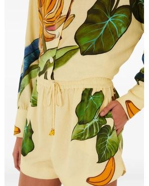 FARM Rio Banana Grapes Tropical-Print Drawstring Shorts - Green
