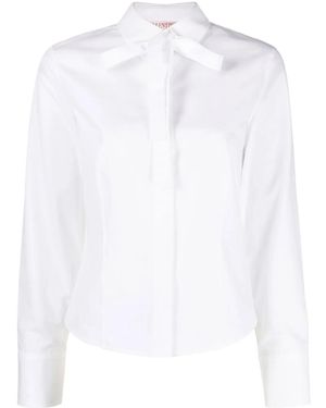 Valentino Garavani Pussy-Bow Cotton Shirt - White