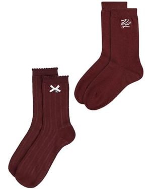KARL LAGERFELD Autograph Pointelle Socks (Pack Of Two) - Purple