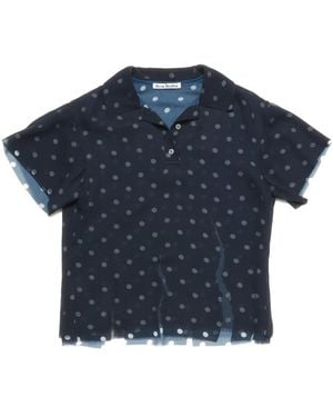Acne Studios Polka Dot-Print Polo Shirt - Blue