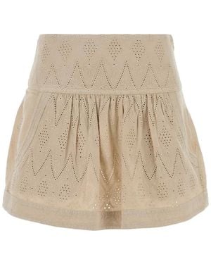 Isabel Marant Broderie Anglaise Mini Skirt - Natural