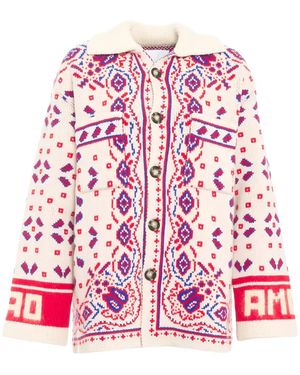 Giada Benincasa Fair Isle-Knit Button-Up Cardigan - Red