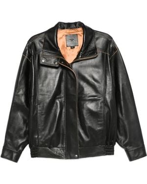 Calvin Klein Lederjacke mit Reißverschluss - Schwarz