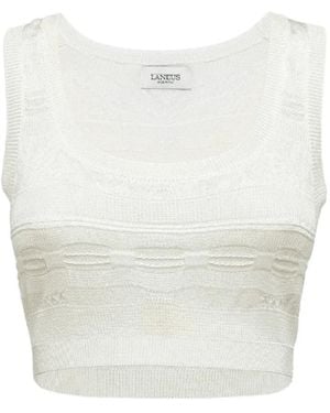 Laneus Gestricktes Cropped-Top - Weiß
