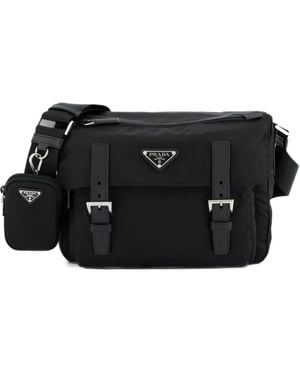 Prada Schultertasche Aus Re-Nylon - Schwarz