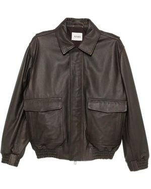 Arma Bari Zip-Up Leather Jacket - Grey
