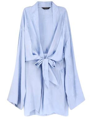 Balenciaga Wrap Silk Mini Dress - Blue