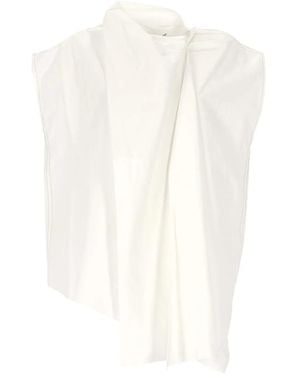 Carven Draped Cotton Top - White