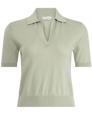 Altuzarra Clay V-Neck Knitted Polo Top - Green