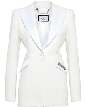 Philipp Plein Cut-Out Satin Blazer - White