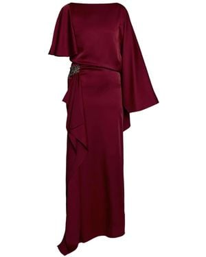 Erdem Draped Crystal-Embellished Satin Gown - Red