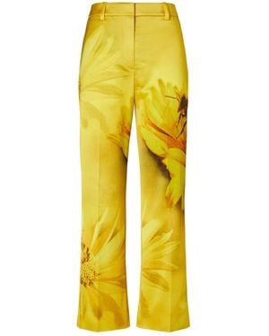 Tory Burch Pantalones anchos con estampado floral - Amarillo