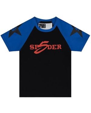 Sp5der Star-Print Raglan-Sleeve T-Shirt - Blue