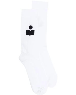 Isabel Marant Siloki Logo-Intarsia Socks - White