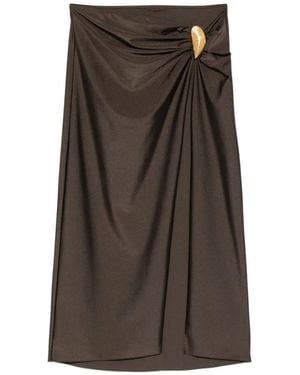 Jonathan Simkhai Gathered Embellished Midi Skirt - Brown